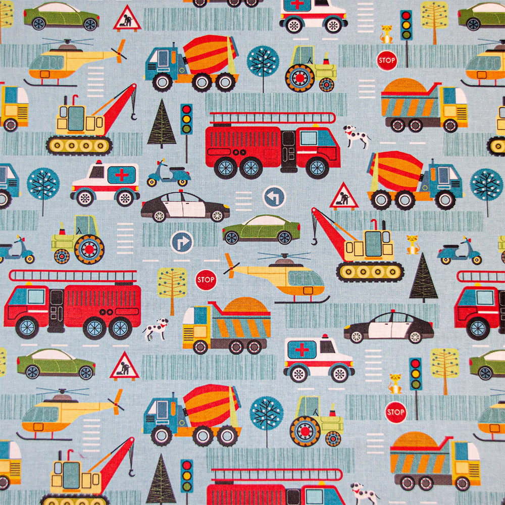 Around Town (Road) Fabric by Nutex, Cotton Print